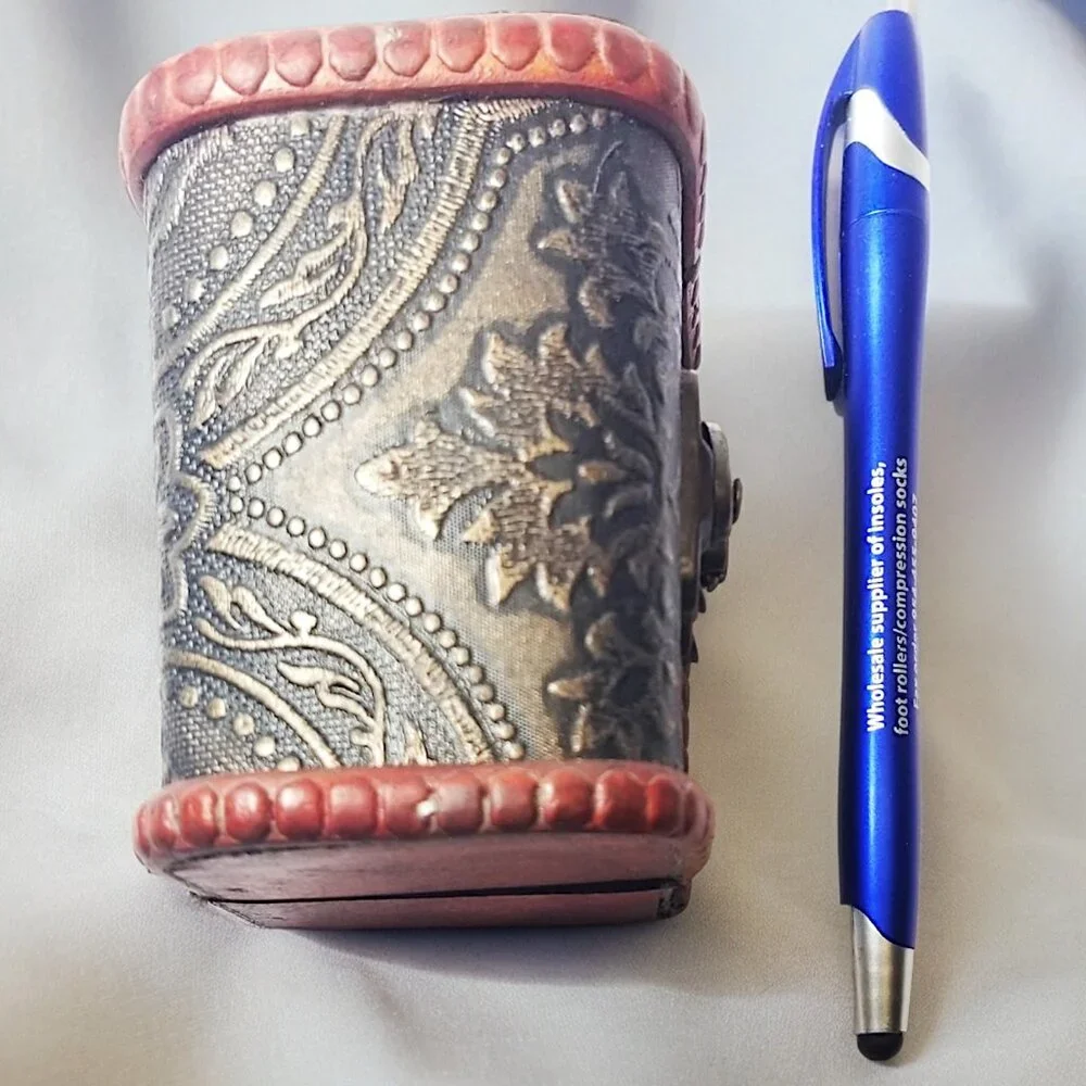 Mini Wooden Treasure Chest Box W/Bronze Color Floral Antique Style Spiritual Box - Picture 16 of 16